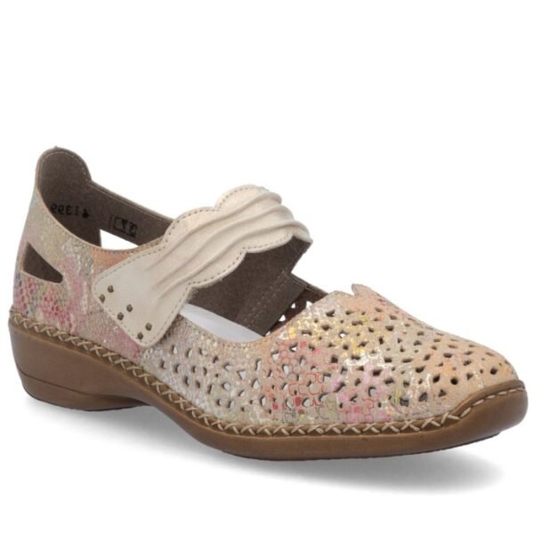 Womens leather velcro openwork shoes, multicolor Rieker 41399-92