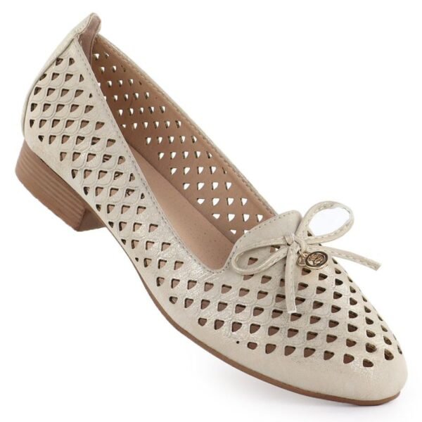 Womens openwork gold lords shoes Jezzi 222-5