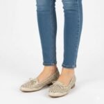 Womens openwork gold lords shoes Jezzi 222-5 - Image 5