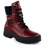Womens red patent leather platform ankle boots Rieker Y0220-33