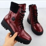Womens red patent leather platform ankle boots Rieker Y0220-33 - Image 2