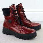 Womens red patent leather platform ankle boots Rieker Y0220-33 - Image 3