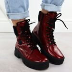 Womens red patent leather platform ankle boots Rieker Y0220-33 - Image 7