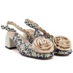Womens textile heeled sandals Artiker 58C0372 - Image 4