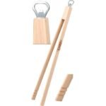 WOODEN GRILL TONGUE 48CM WITH OPENER