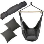 BRAZILIAN HAMMOCK CHAIR 100X130CM AND 2 PILLOWS 40X40CM BLACK - Image 2
