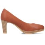 Brown leather pumps with a block heel, Rieker 41560-23 - Image 2