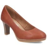 Brown leather pumps with a block heel, Rieker 41560-23