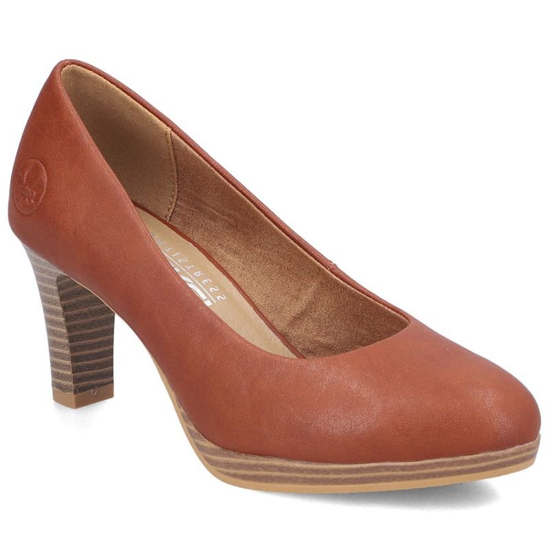 lupin-wear-ca-brown-leather-pumps-with-a-block-heel-rieker-41560-23-3295450 Brown leather pumps with a block heel, Rieker 41560-23 - Image 1