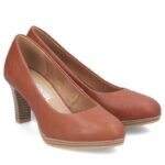 Brown leather pumps with a block heel, Rieker 41560-23 - Image 4