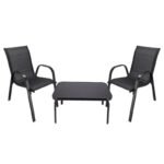 Classic Black Forest textile garden furniture set, two chairs + black table - Image 2