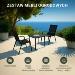 Classic Black Forest textile garden furniture set, two chairs + black table - Image 5