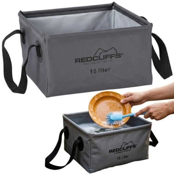 Foldable Travel Bowl Square Water Container 15L Gray Redcliffs