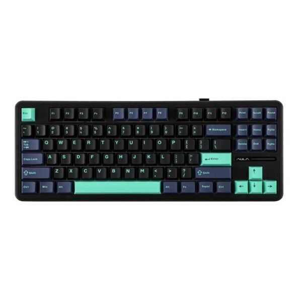 gasket F87 Pro Dark Blue + Black + Cyan GrayWoodV4 switch RGB AULA keyboard
