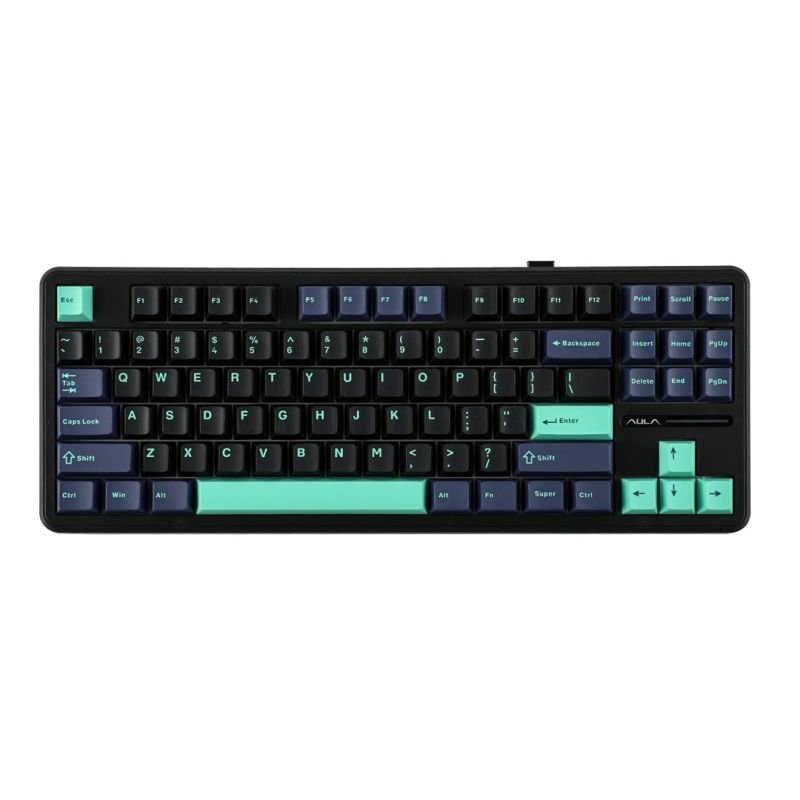 lupin-wear-ca-gasket-f87-pro-dark-blue-black-cyan-graywoodv4-switch-rgb-aula-keyboard-3154550 gasket F87 Pro Dark Blue + Black + Cyan GrayWoodV4 switch RGB AULA keyboard - Image 1