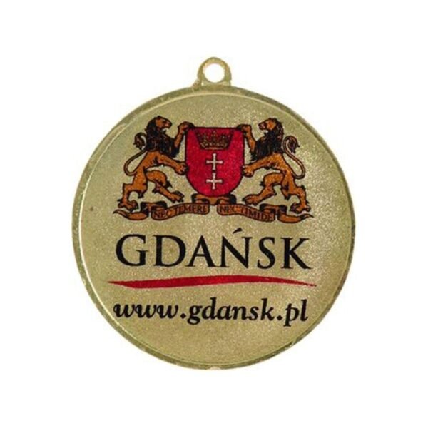Gold medal with space for a 50 mm emblem - steel medal with luxor jet print
