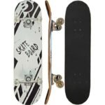 KID BLACK WHITE WOODEN SKATEBOARD BEST SPORTING