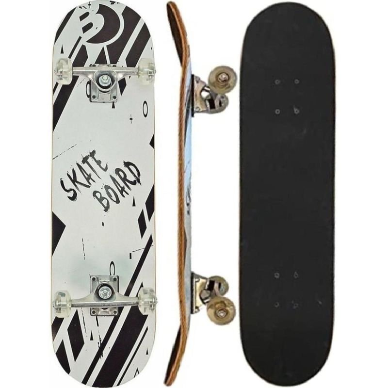 lupin-wear-ca-kid-black-white-wooden-skateboard-best-sporting-1839372 KID BLACK WHITE WOODEN SKATEBOARD BEST SPORTING - Image 1