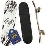 KID BLACK WHITE WOODEN SKATEBOARD BEST SPORTING - Image 4