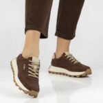 Leather platform sneakers brown Filippo DP7498 - Image 2