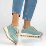 Leather platform sneakers in green Filippo DP7498 - Image 2