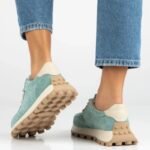 Leather platform sneakers in green Filippo DP7498 - Image 7