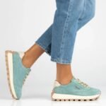 Leather platform sneakers in green Filippo DP7498 - Image 8