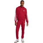 Mens adidas Essential 3-Stripes French Terry Burgundy Pants KR2702 - Image 6