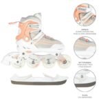 NILS Extreme NH18190 2in1 inline skates, white and pink, size S (29-33), with replaceable hockey blade - Image 2