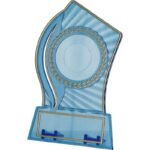 Plastic trophy - transparent - gold with space for a 25/40mm sticker and a 56mmX18mm TM plaque - Image 3
