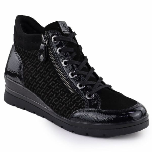 Rieker Remonte R0773-05 Black Leather Wedge Ankle Boots