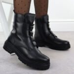 Rieker Y3160-00 womens black leather ankle boots - Image 7