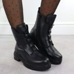 Rieker Y3160-00 womens black leather ankle boots - Image 8