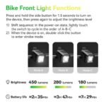 Rockbros bicycle bell with light 2 in 1 black - Image 2