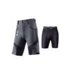 Rockbros mens 2-in-1 cycling shorts, gray, size L
