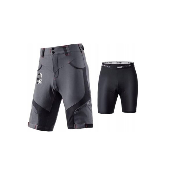 Rockbros mens 2-in-1 cycling shorts, gray, size L