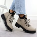 Womens beige zippered ankle boots Rieker Y3158-60 - Image 3