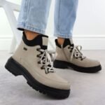 Womens beige zippered ankle boots Rieker Y3158-60 - Image 4
