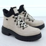 Womens beige zippered ankle boots Rieker Y3158-60 - Image 6