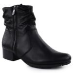 Womens black leather high-heeled ankle boots Rieker 78656-00