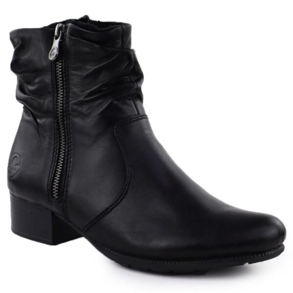 Womens black leather high-heeled ankle boots Rieker 78656-00