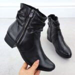 Womens black leather high-heeled ankle boots Rieker 78656-00 - Image 2