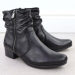 Womens black leather high-heeled ankle boots Rieker 78656-00 - Image 3