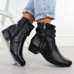 Womens black leather high-heeled ankle boots Rieker 78656-00 - Image 5