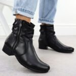 Womens black leather high-heeled ankle boots Rieker 78656-00 - Image 6