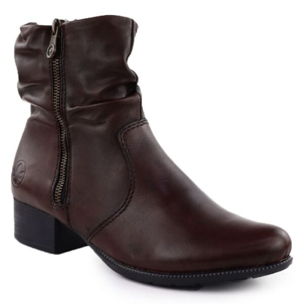 Womens brown leather high-heeled ankle boots Rieker 78656-00