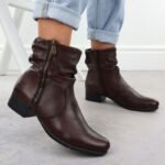 Womens brown leather high-heeled ankle boots Rieker 78656-00 - Image 6