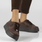 Womens brown leather platform shoes Filippo 6246 - Image 2