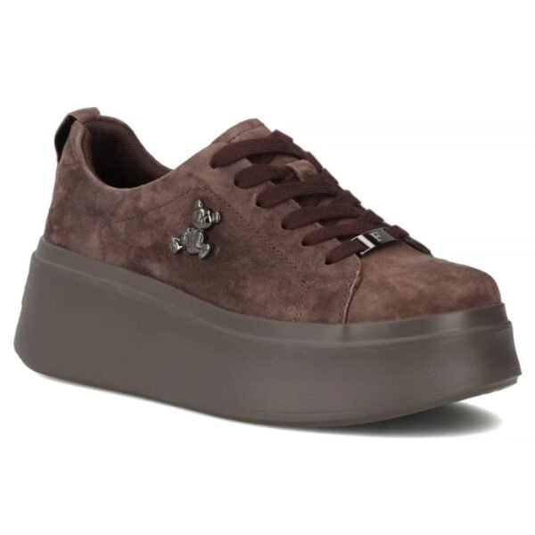 Womens brown leather platform shoes Filippo 6246