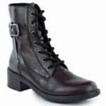 Womens burgundy ankle boots with buckle Rieker 75431-35